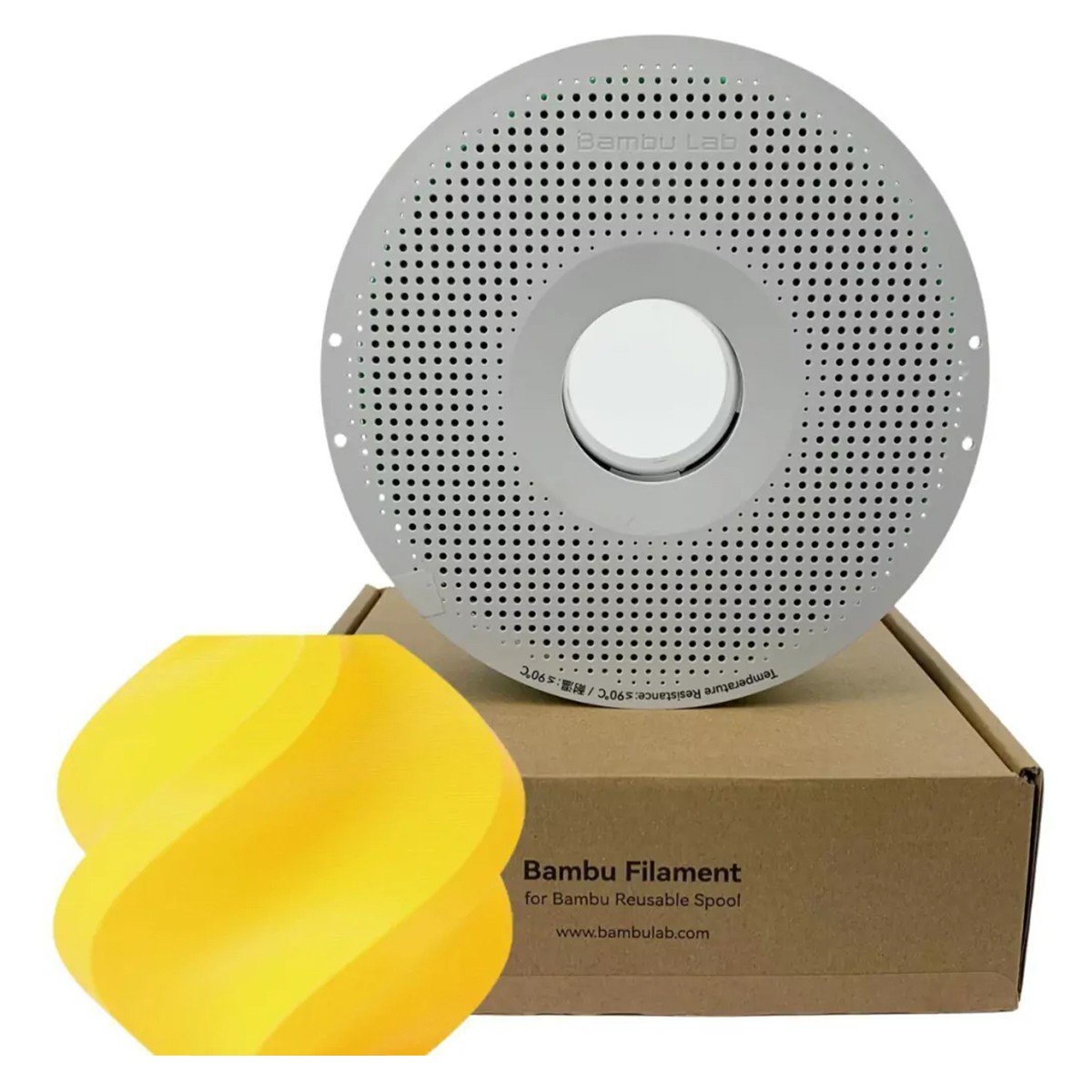 Filamento Bambu Lab PLA Basic, 1,75mm, 1Kg, Amarelo, Com Carretel Reutilizável, A00-Y0-1.75-1000-SPL