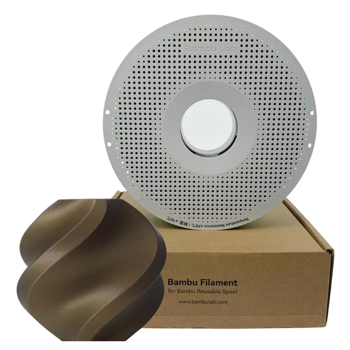 Filamento Bambu Lab PLA Basic, 1,75mm, 1Kg, Bronze, Com Carretel Reutilizável, A00-Y3-1.75-1000-SPL