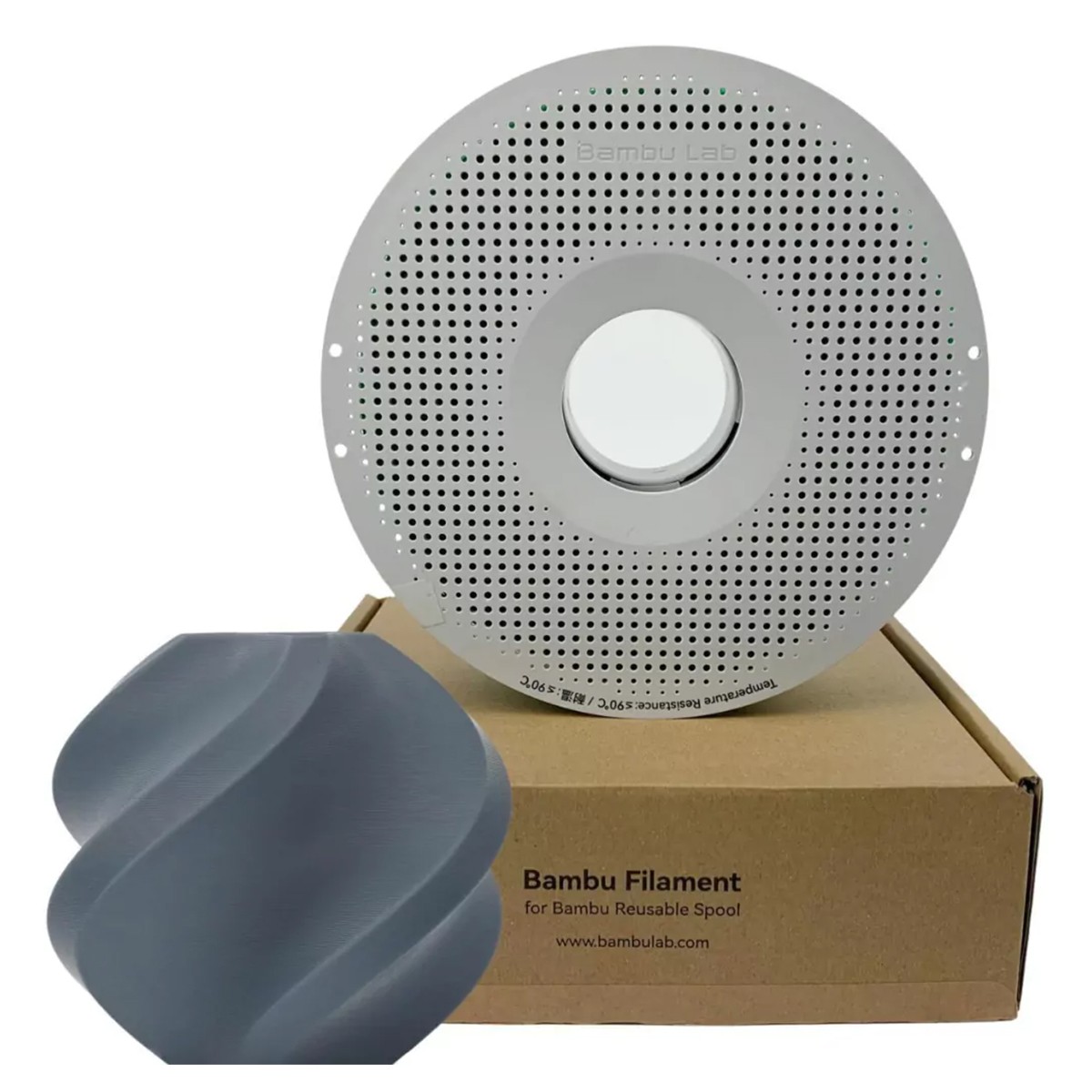 Filamento Bambu Lab Pla Basic, 1,75mm, 1Kg, Cinza Azulado, Com Carretel Reutilizável, A00-B1-1.75-1000-SPL