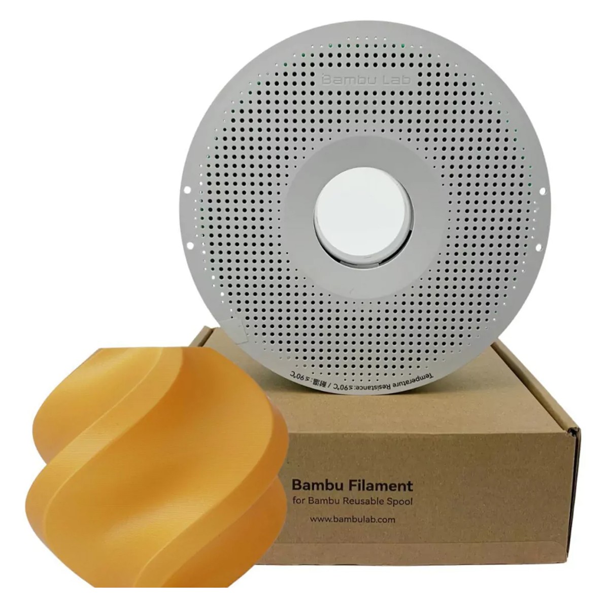 Filamento Bambu Lab PLA Basic, 1,75mm, 1Kg, Gold (Dourado), Com Carretel Reutilizável, A00-Y4-1.75-1000-SPL
