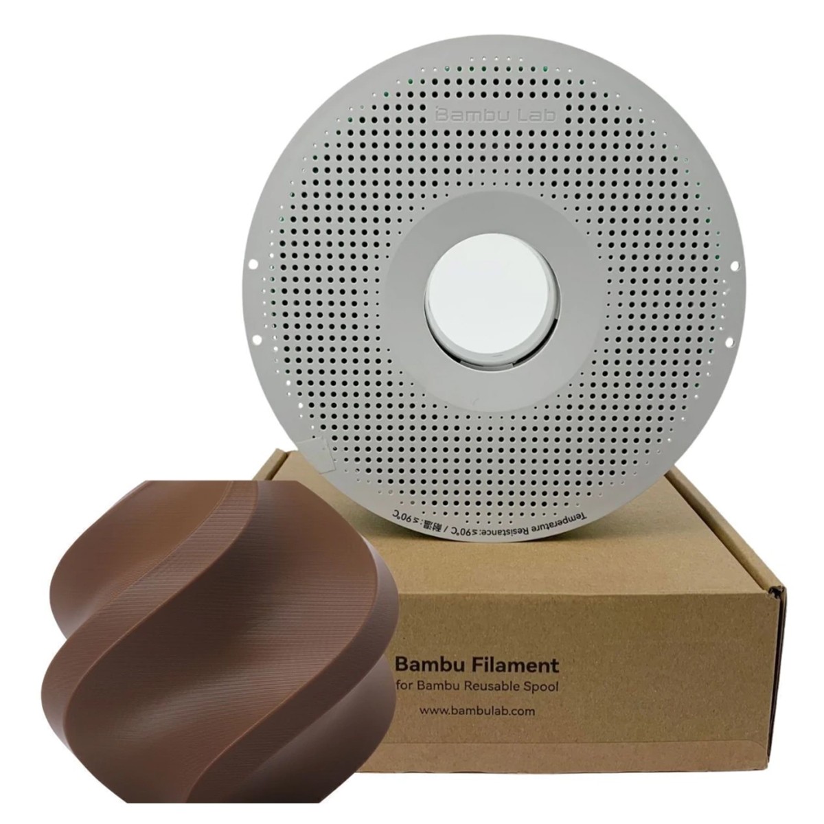 Filamento Bambu Lab Pla Basic, 1,75mm, 1Kg, Marrom Cacau, Com Carretel Reutilizável, A00-N1-1.75-1000-SPL