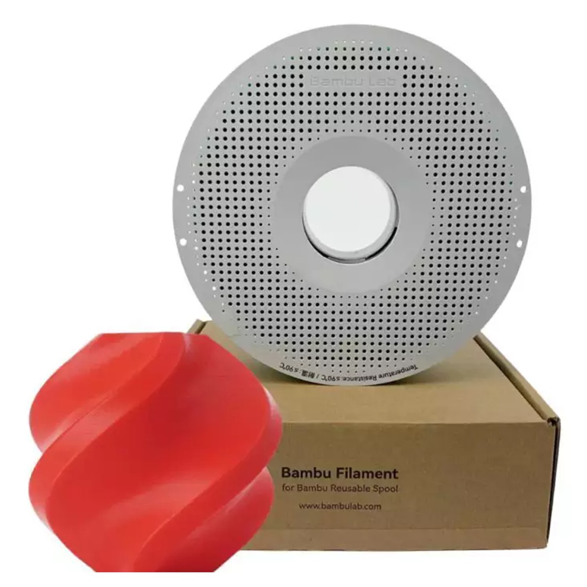 Filamento Bambu Lab PLA Basic, 1,75mm, 1Kg, Vermelho, Com Carretel Reutilizável, A00-R0-1.75-1000-SPL