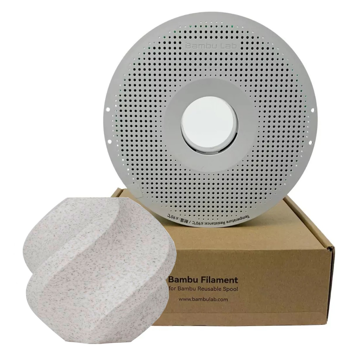 Filamento Bambu Lab PLA Marble, 1,75mm, 1Kg, White Marble, Com Carretel Reutilizável, A07-D4-1.75-1000-SPL