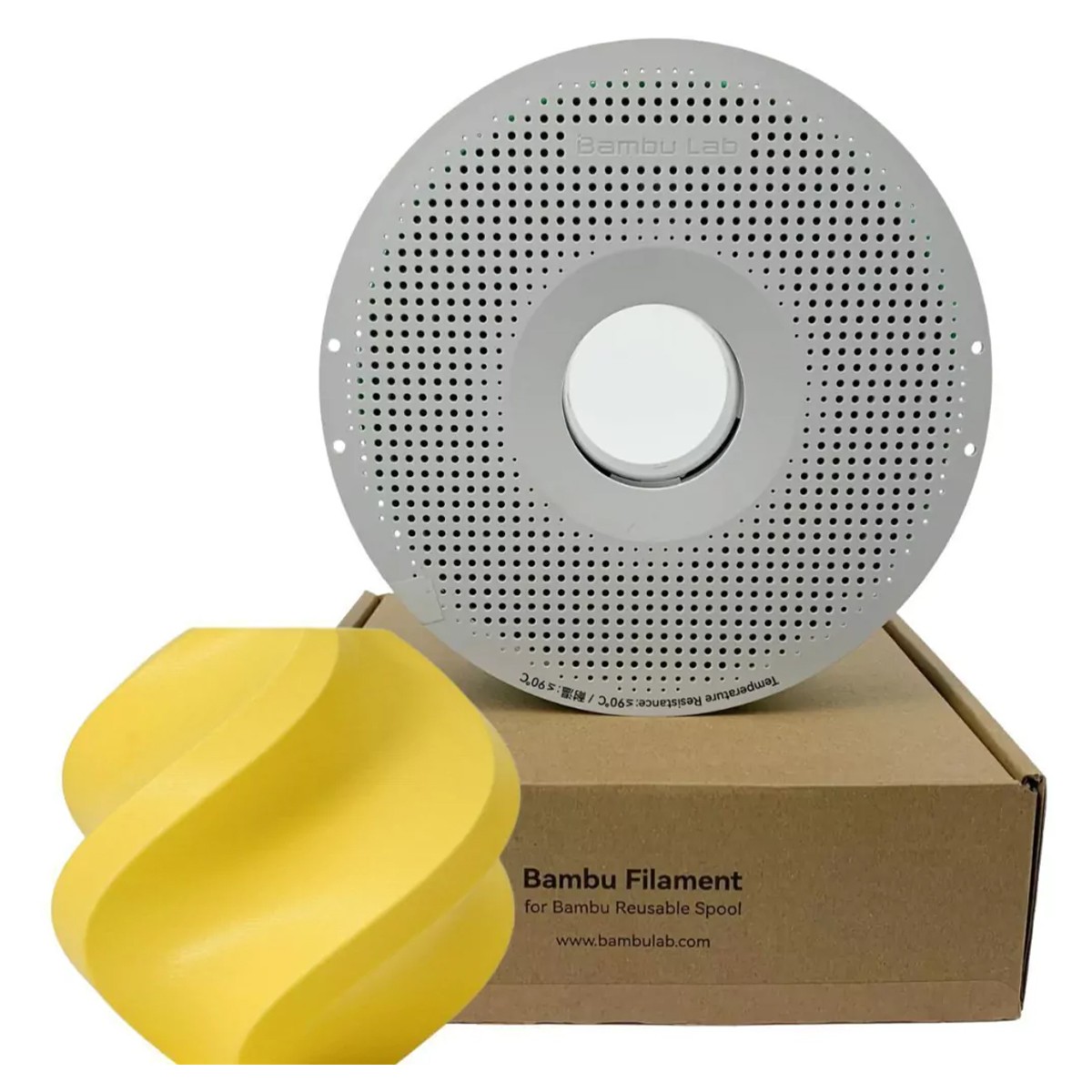 Filamento Bambu Lab PLA Matte, 1,75mm, 1Kg, Amarelo Limão, Com Carretel Reutilizável, A01-Y2-1.75-1000-SPL