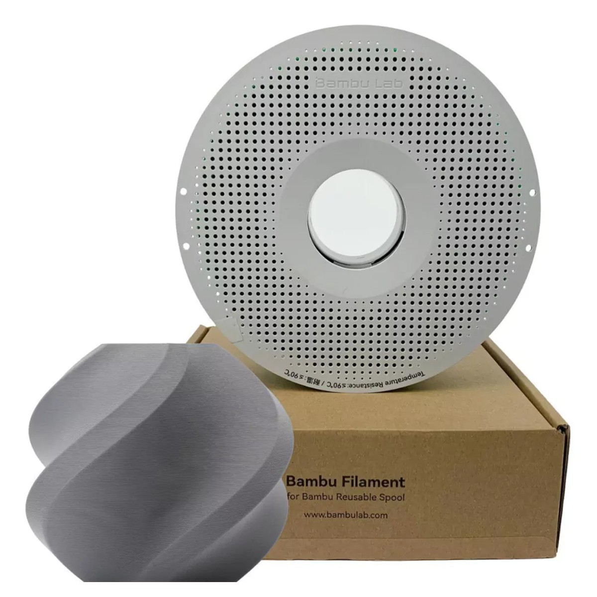 Filamento Bambu Lab PLA Matte, 1,75mm, 1Kg, Cinza, Com Carretel Reutilizável, A01-D3-1.75-1000-SPL