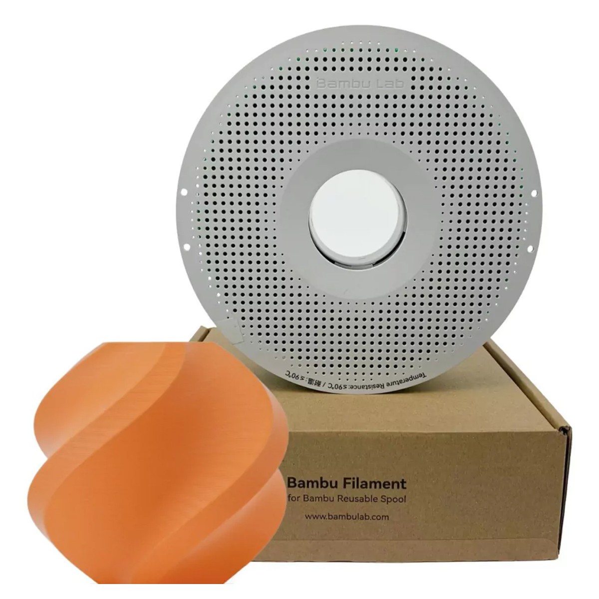 Filamento Bambu Lab PLA Matte, 1,75mm, 1Kg, Laranja Claro, Com Carretel Reutilizável, A01-A2-1.75-1000-SPL