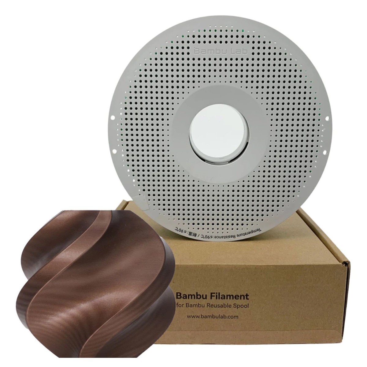 Filamento Bambu Lab PLA Metal, 1,75mm, 1Kg, Marrom Cobre, Com Carretel Reutilizável, A02-N3-1.75-1000-SPL