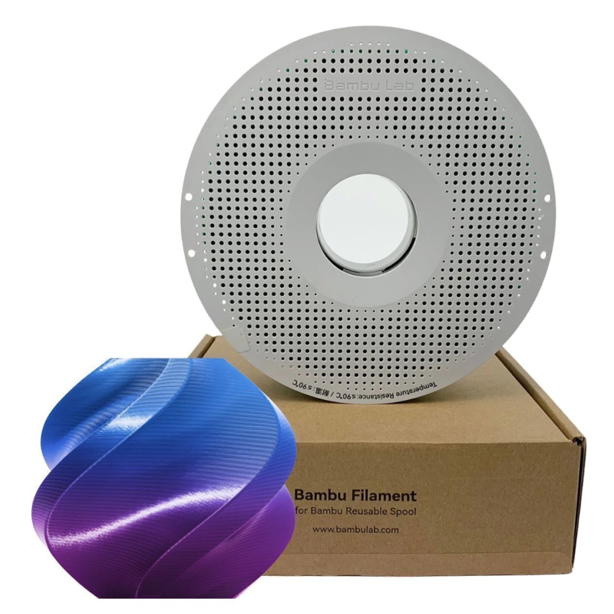 Filamento Bambu Lab PLA Silk, 1,75mm, 1Kg, Aurora Purple, Com Carretel Reutilizável, A05-M4-1.75-1000-SPL