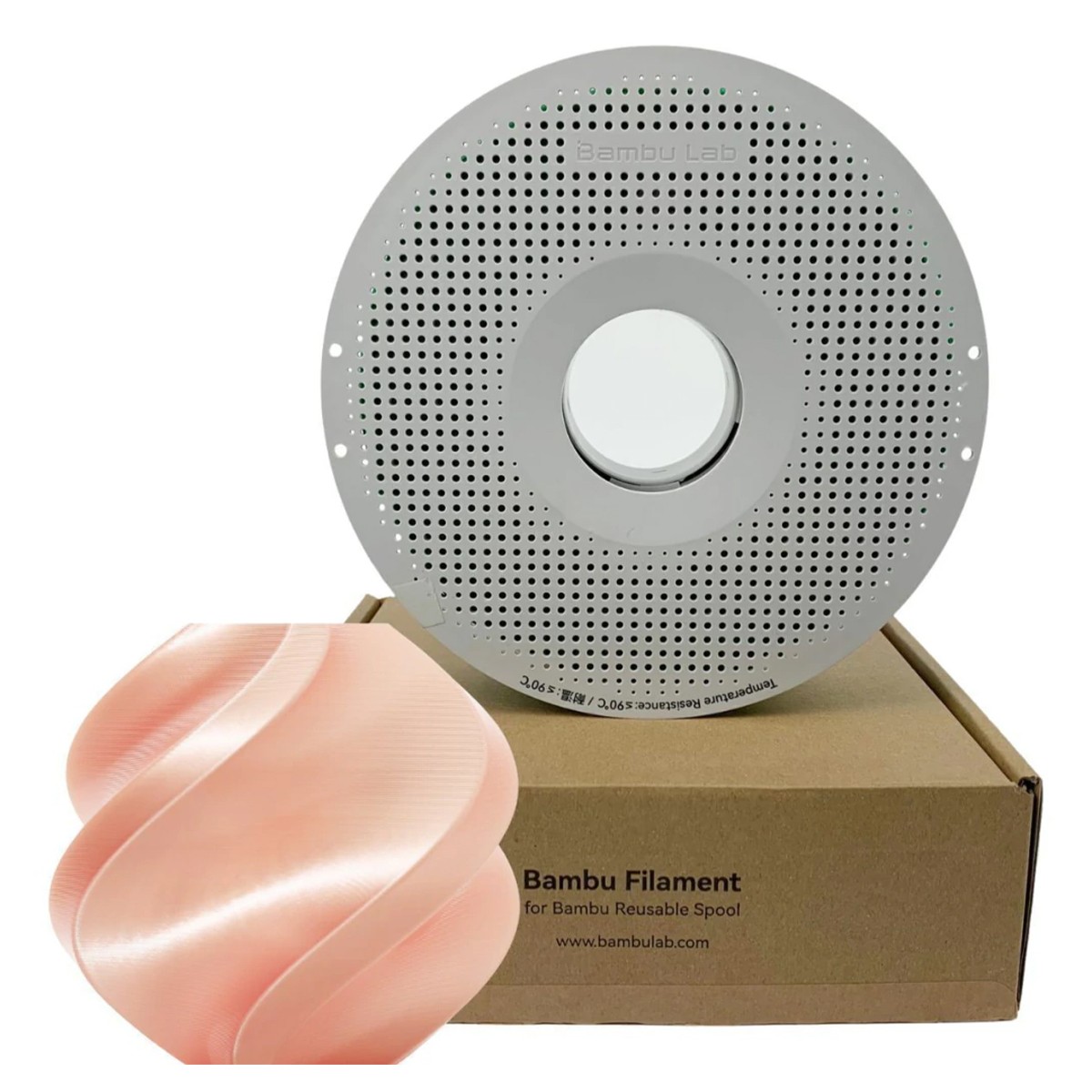 Filamento Bambu Lab PLA Silk+, 1,75mm, 1Kg, Rosa, Com Carretel Reutilizável, A06-R2-1.75-1000-SPL