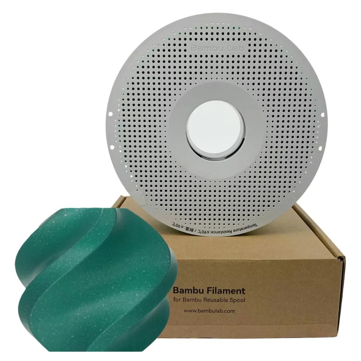 Filamento Bambu Lab PLA Sparkle, 1,75mm, 1Kg, Alpine Green, Com Carretel Reutilizável, A08-G3-1.75-1000-SPL