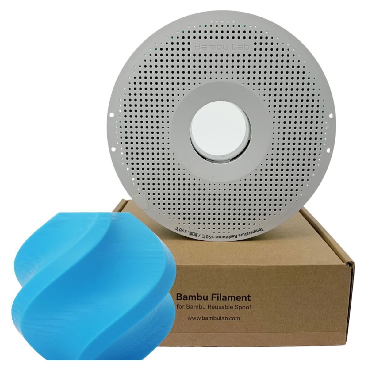 Filamento Bambu Lab PLA Tough+, 1,75mm, 1Kg, Ciano, Com Carretel Reutilizável, A10-B0-1.75-1000-SPL
