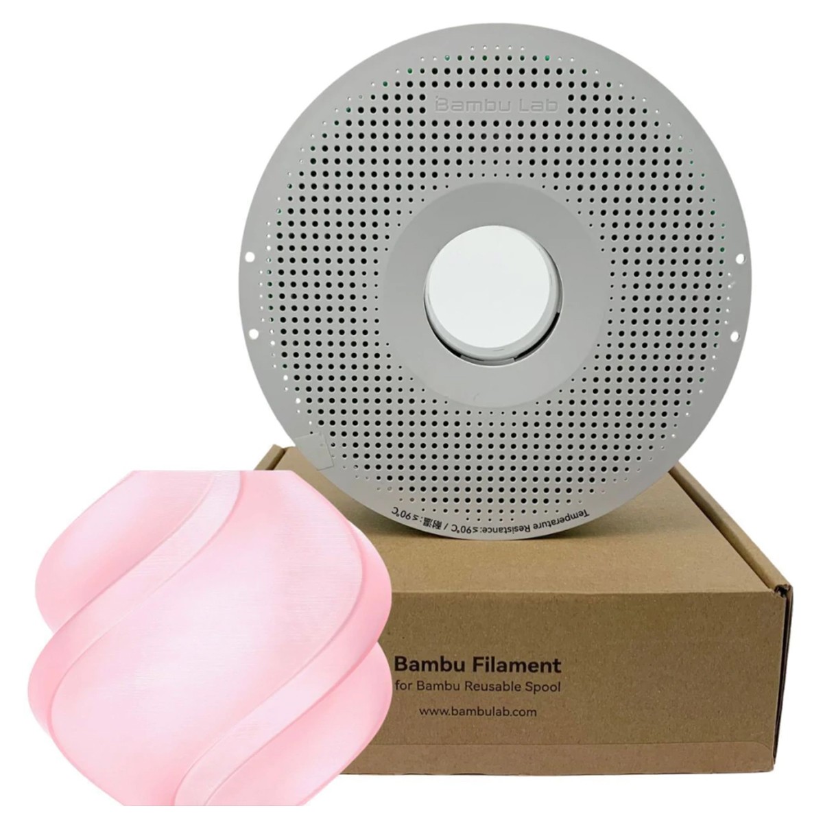Filamento Bambu Lab PLA Translucent, 1,75mm, 1Kg, Cherry Pink (Rosa Cereja), Com Carretel Reutilizável, A17-R1-1.75-1000-SPL