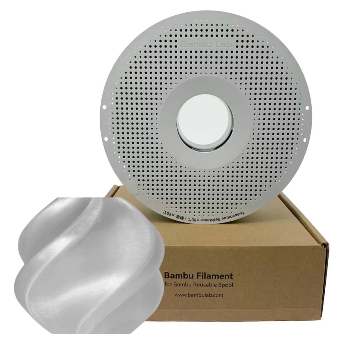 Filamento Bambu Lab PLA Translucent, 1,75mm, 1Kg, Clear (Transparente), Com Carretel Reutilizável, G01-C0-1.75-1000-SPL
