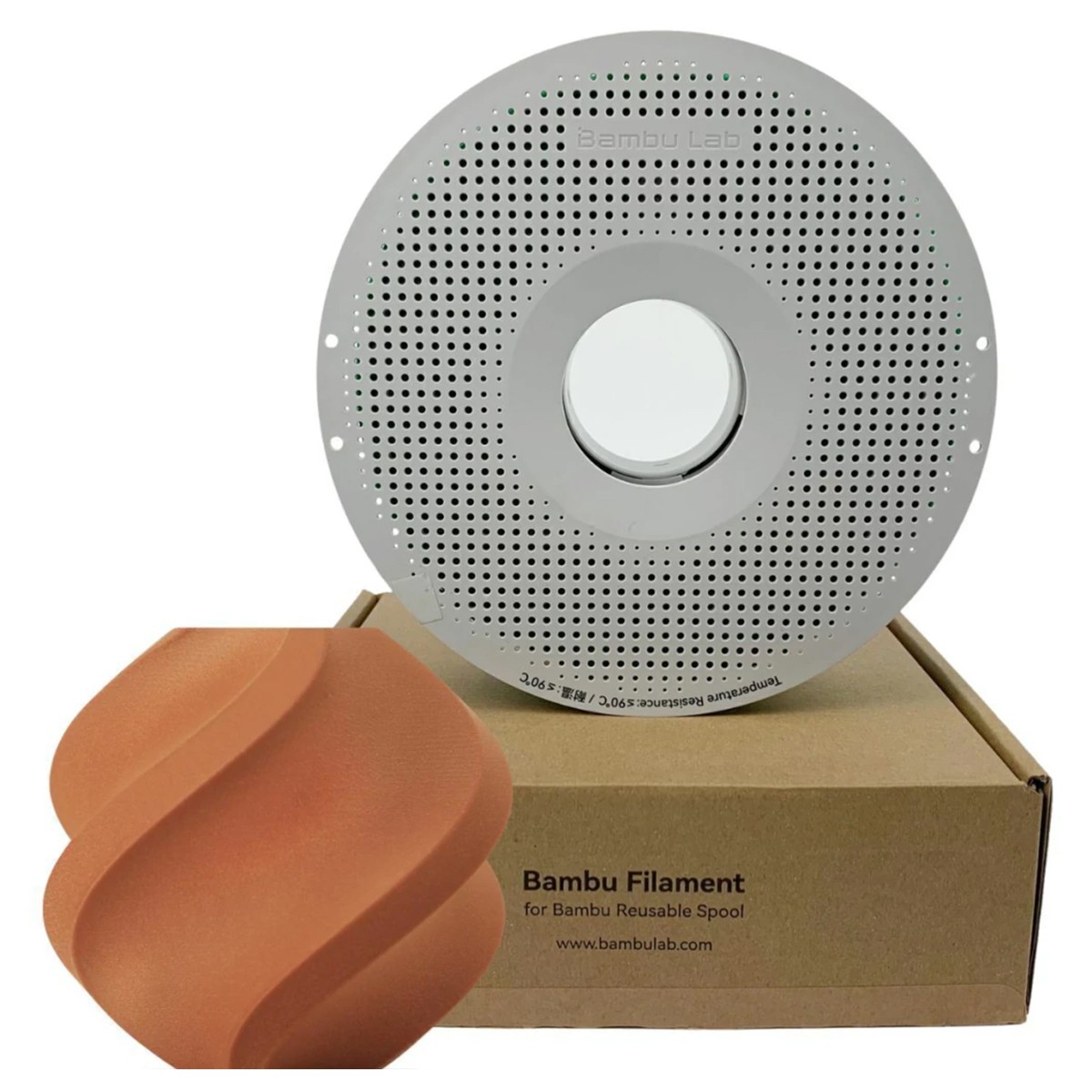 Filamento Bambu Lab PLA Wood, 1,75mm, 1Kg, Clay Brown, Com Carretel Reutilizável, A16-N0-1.75-1000-SPL
