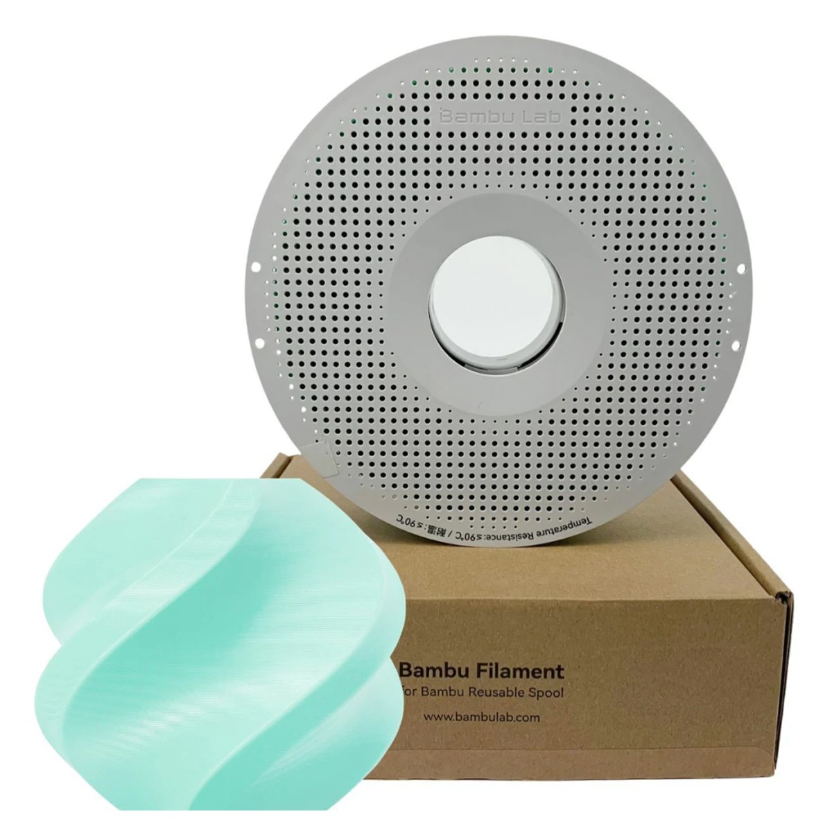 Filamento Bambu Lab TPU 85A, 1,75mm, 1Kg, Ciano Claro, Com Carretel Reutilizável, U04-G0-1.75-1000-SPL