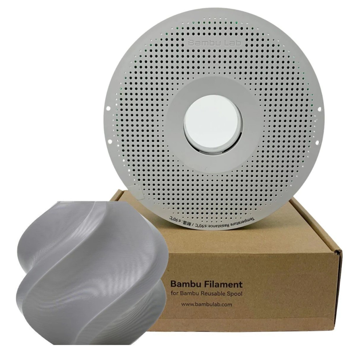 Filamento Bambu Lab TPU 95A HF, 1,75mm, 1Kg, Cinza, Com Carretel Reutilizável, U00-D0-1.75-1000-SPL