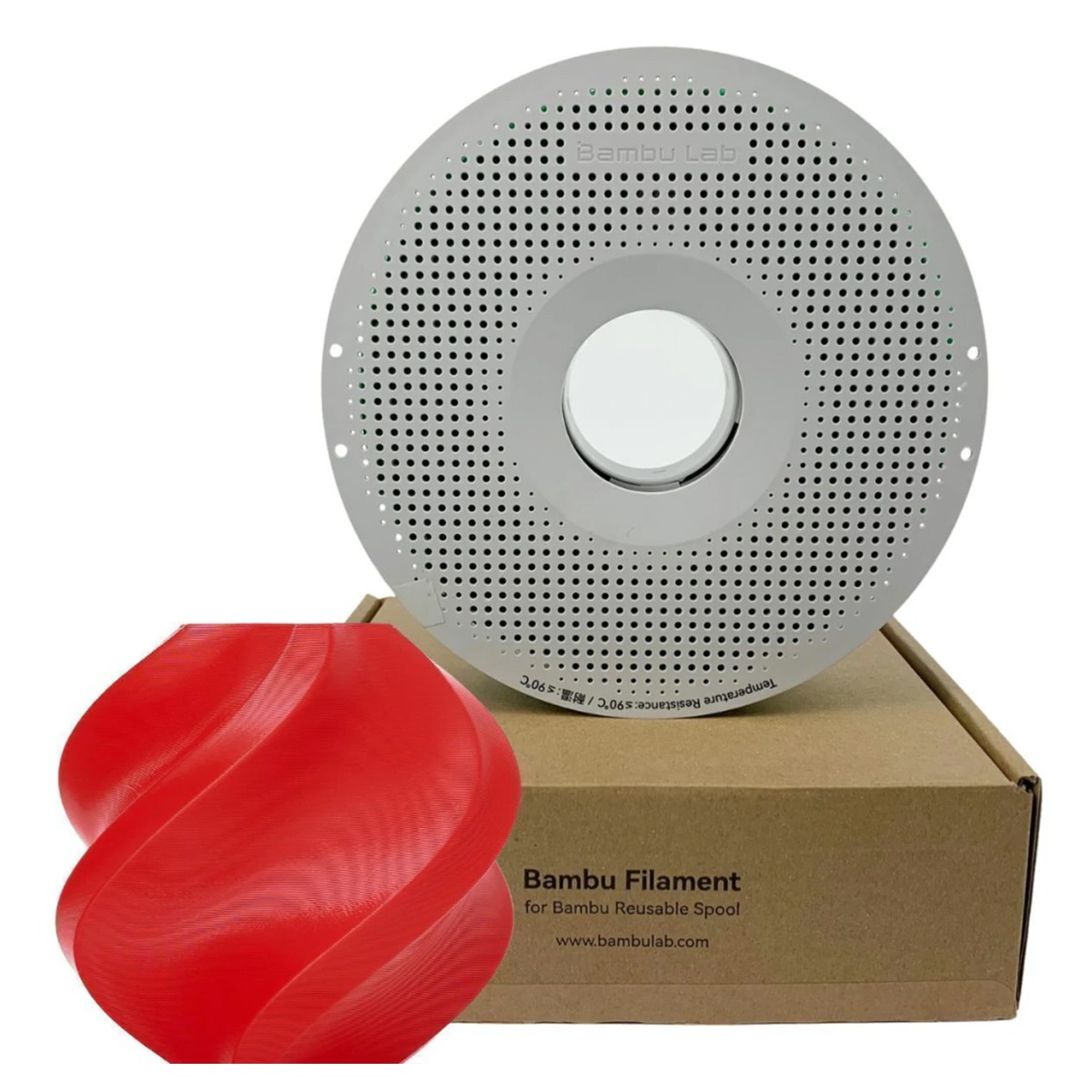 Filamento Bambu Lab TPU 95A HF, 1,75mm, 1Kg, Vermelho, Com Carretel Reutilizável, U00-R0-1.75-1000-SPL