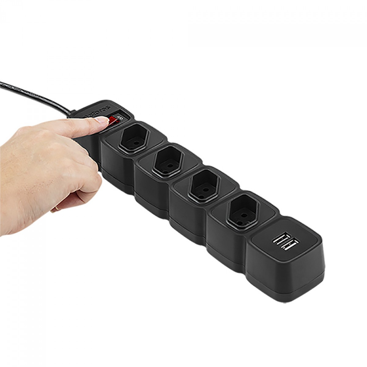 Filtro de Linha Intelbras EPE 204, 4 Tomadas, 2 USB, 1m, Bivolt, Black, EPE 204 USB + PT