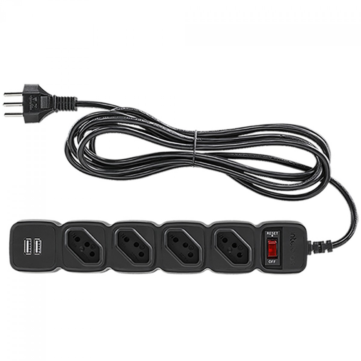 Filtro de Linha Intelbras EPE 204, 4 Tomadas, 2 USB, 1m, Bivolt, Black, EPE 204 USB + PT