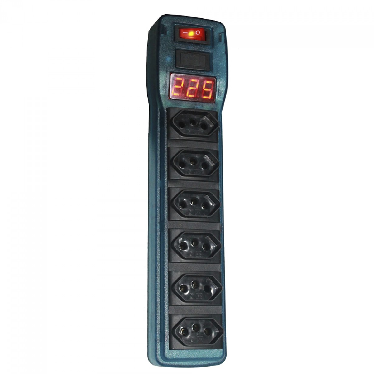 Filtro de Linha Teccon, 6 Tomadas, Tripolar, Voltimetro, 1M, TC0360