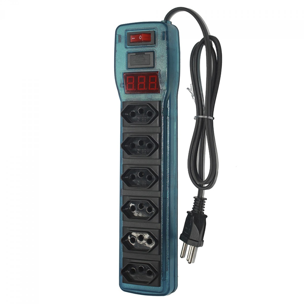 Filtro de Linha Teccon, 6 Tomadas, Tripolar, Voltimetro, 1M, TC0360