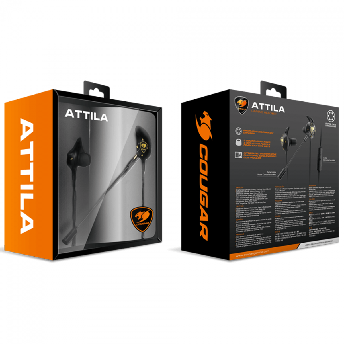 Fone de Ouvido Gamer Cougar Attila, 3.5mm, Multi Plataforma, Black, 3H860P10B.0001