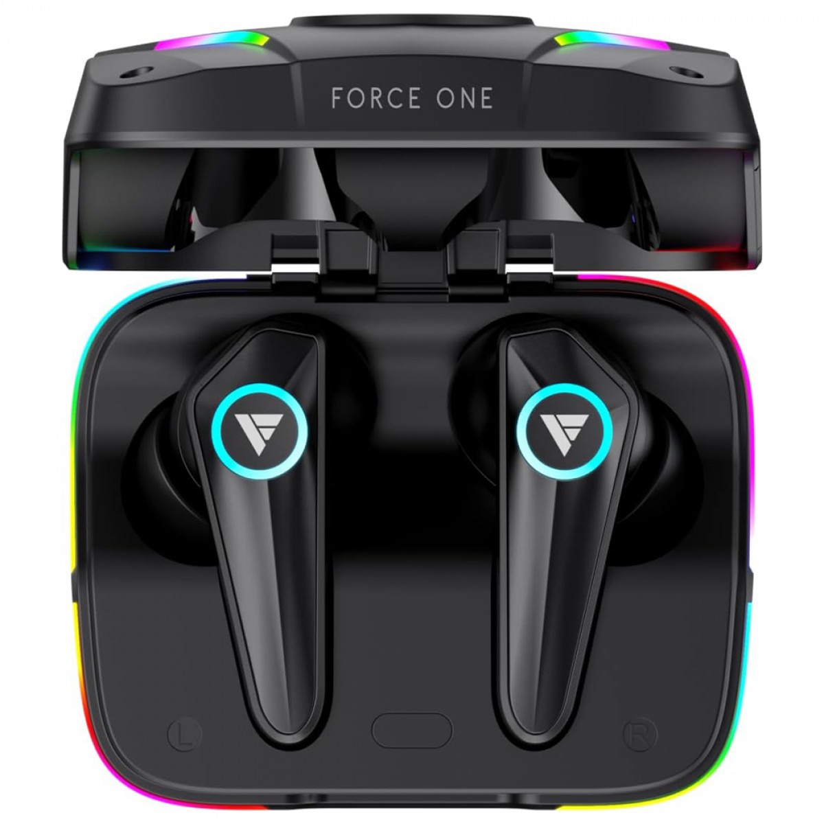 Fone de Ouvido Gamer Force One Sonic Boom, Bluetooth, RGB, TWS, Preto, FR.AU.SB.01