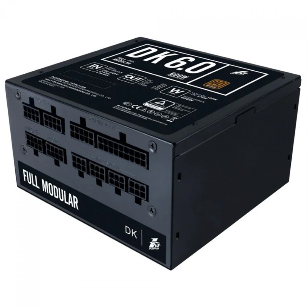 Fonte 1STPLAYER DK 6.0, 600W, 80 Plus Bronze, PFC Ativo, Full Modular, Black, DFM-PS-600AX