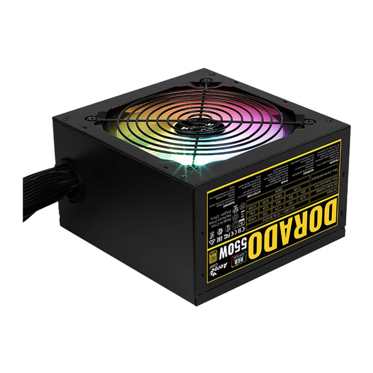 Fonte Aerocool Dorado 550W, 80 Plus Gold, RGB, PFC Ativo