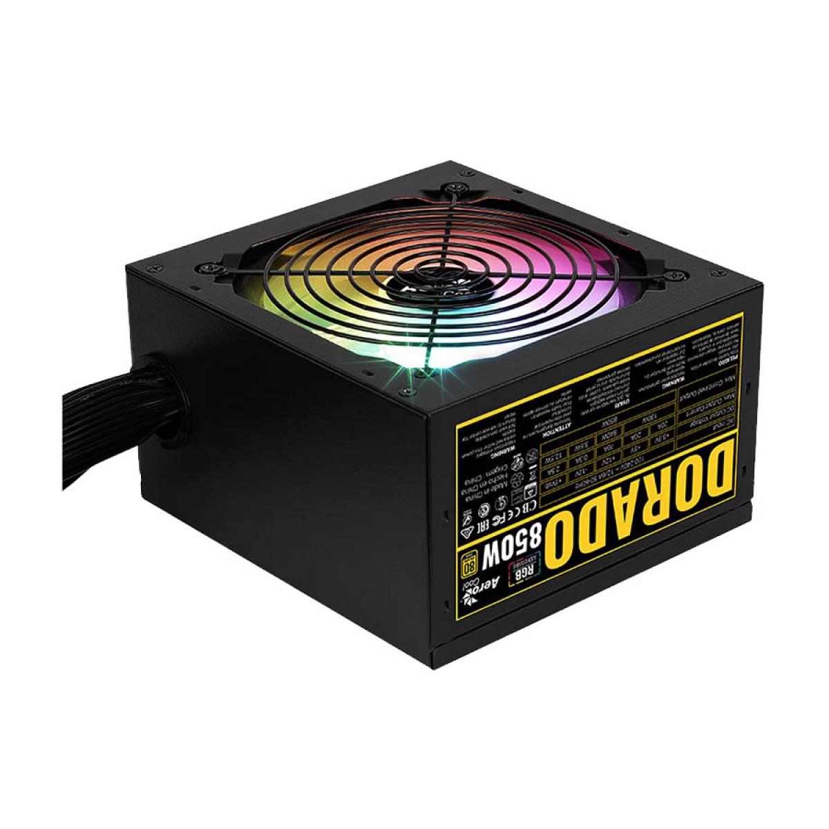 Fonte Aerocool Dorado 850W, 80 Plus Gold, RGB, PFC Ativo