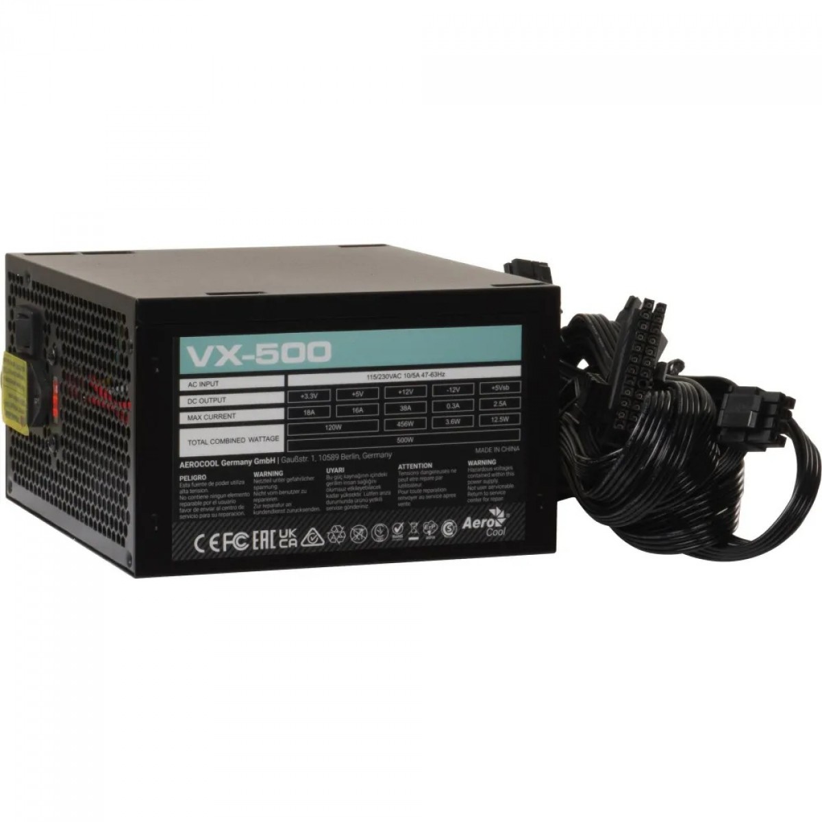 Fonte Aerocool Stealth VX-500, 500W, Bivolt, Preto