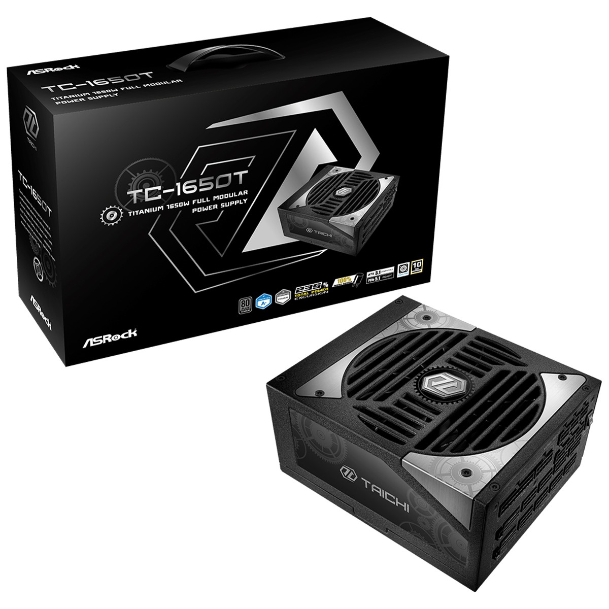 Fonte ASRock Taichi, 1650W, 80 Plus Titanium, Cybenetics Titanium, Full Modular, ATX 3.1, PCIe 5.1, Preto, TC-1650T
