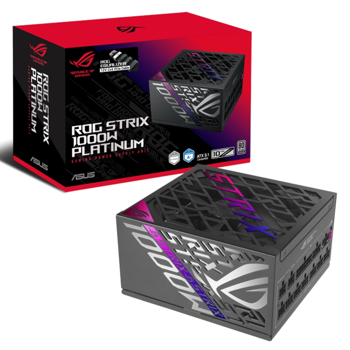 Fonte ASUS ROG Strix 1000W Platinum, 1000W, 80 Plus Platinum, Full Modular, ATX 3.1, ROG-STRIX-1000P-GAMING-E