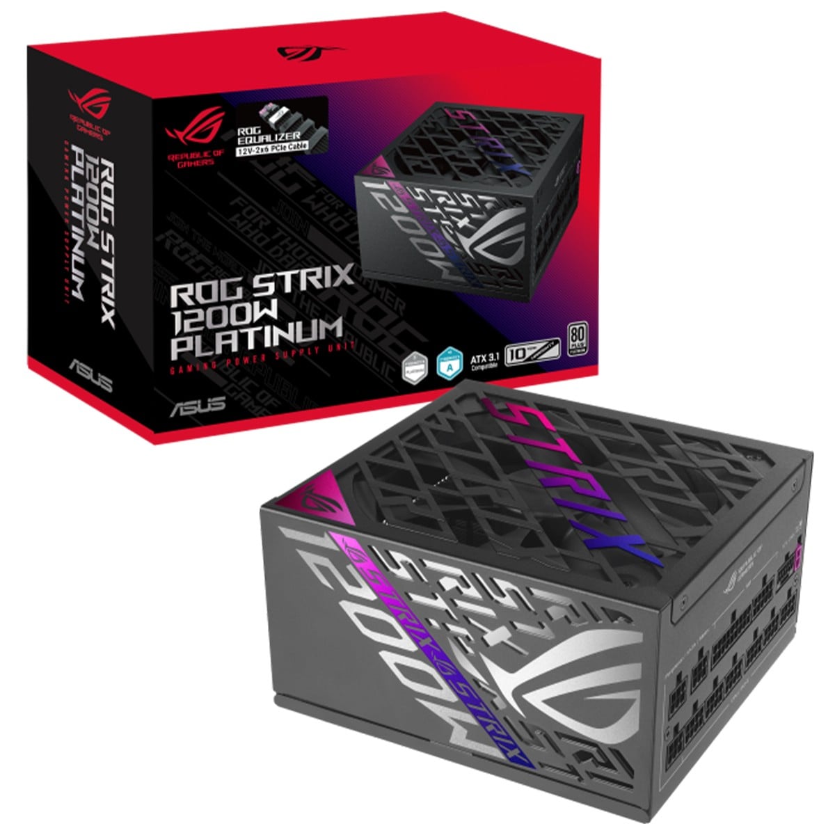 Fonte ASUS ROG Strix 1200W Platinum, 1200W, 80 Plus Platinum, Full Modular, ATX 3.1, ROG-STRIX-1200P-GAMING-E