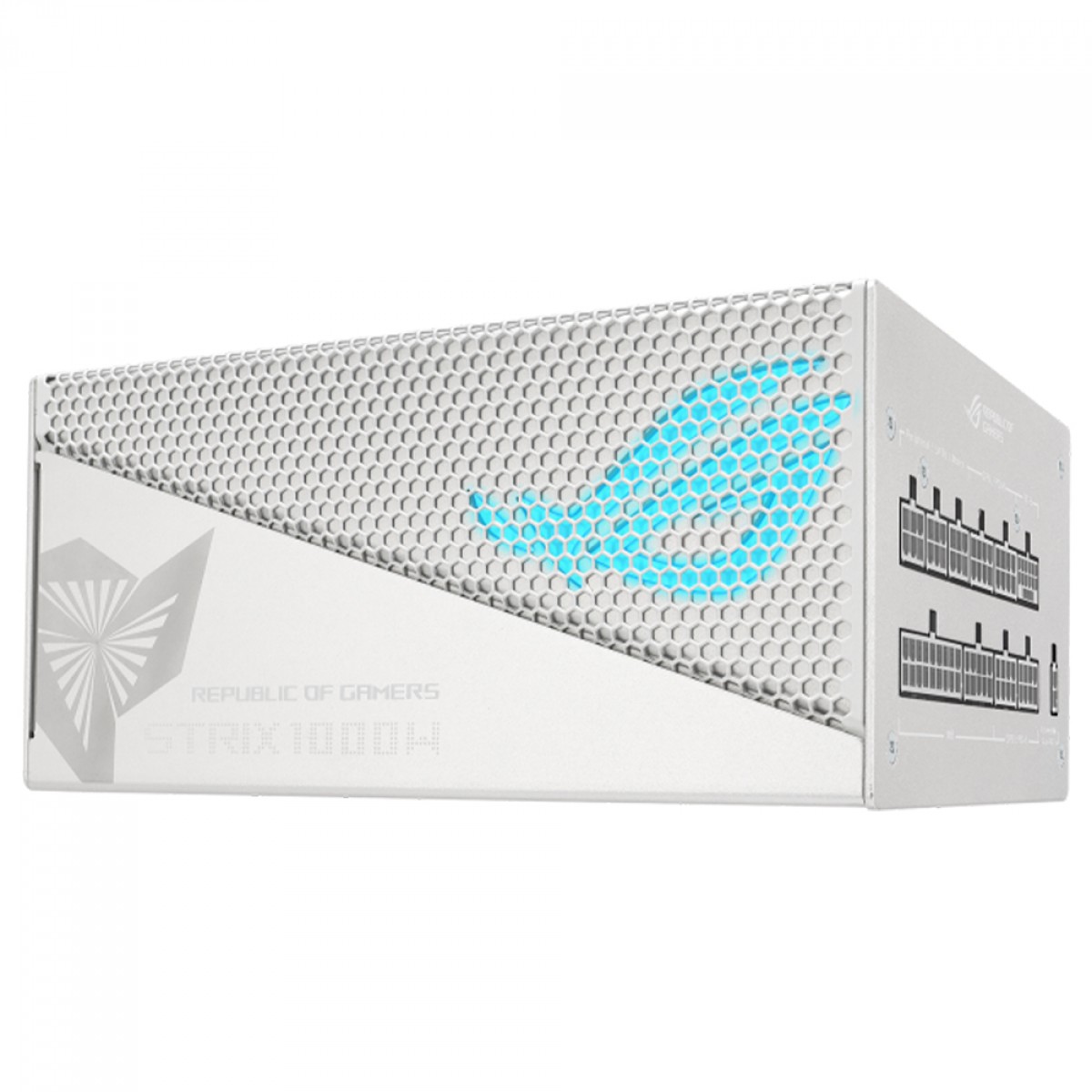 Fonte Asus ROG Strix Gold Aura White Edition, 1000W, 80 Plus Gold, PFC Ativo, ARGB, Full Modular, Branco, 90YE00P5-B0BA00