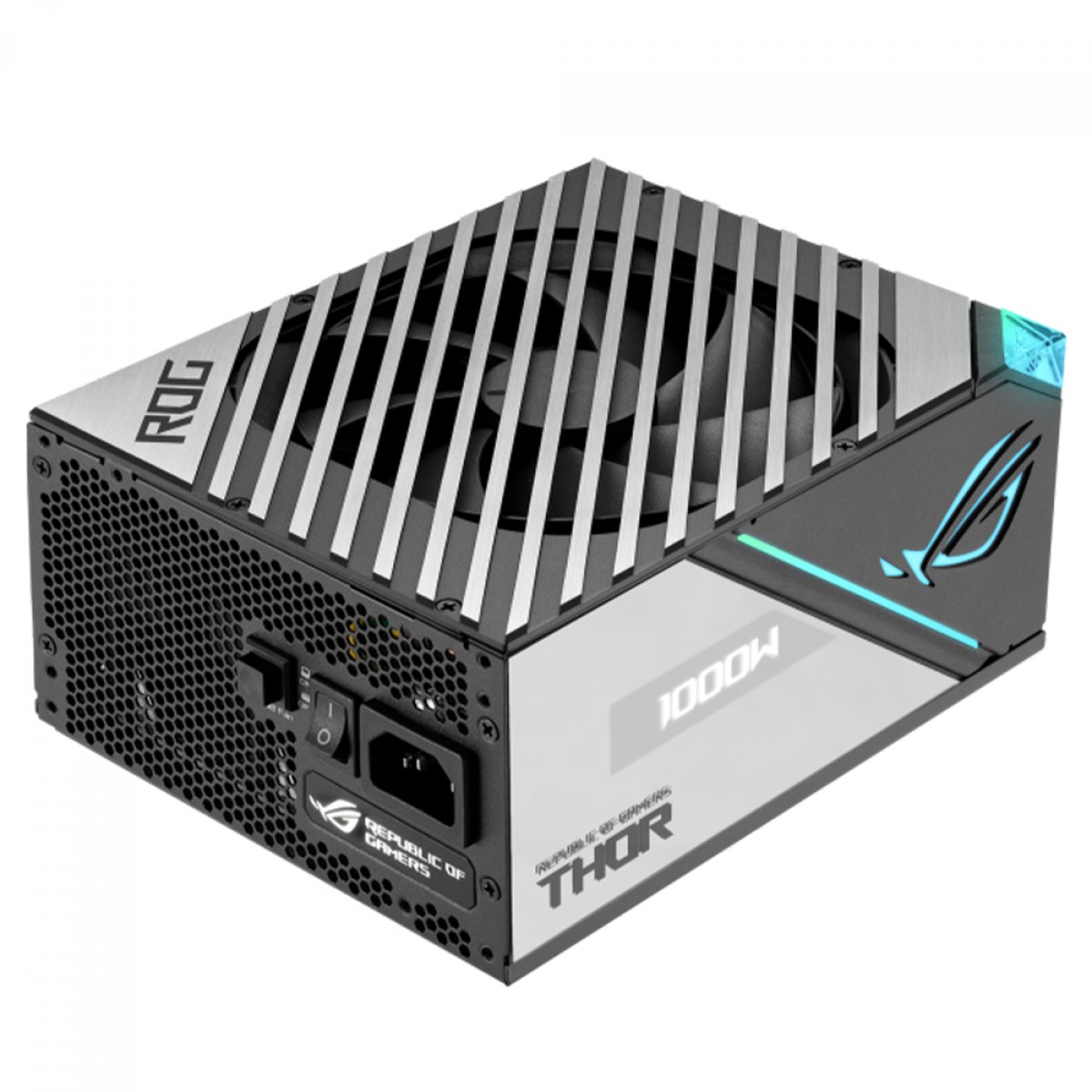 Fonte Asus ROG Thor 1000P2 Gaming, 1000W, 80 Plus Platinum, ARGB, Painel OLED, PFC Ativo, Full Modular, Preto E Cinza, 90YE00L4-B0BA00