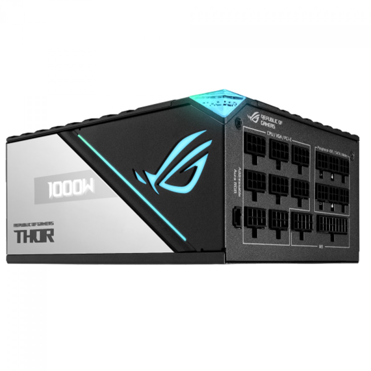 Fonte Asus ROG Thor 1000P2 Gaming, 1000W, 80 Plus Platinum, ARGB, Painel OLED, PFC Ativo, Full Modular, Preto E Cinza, 90YE00L4-B0BA00