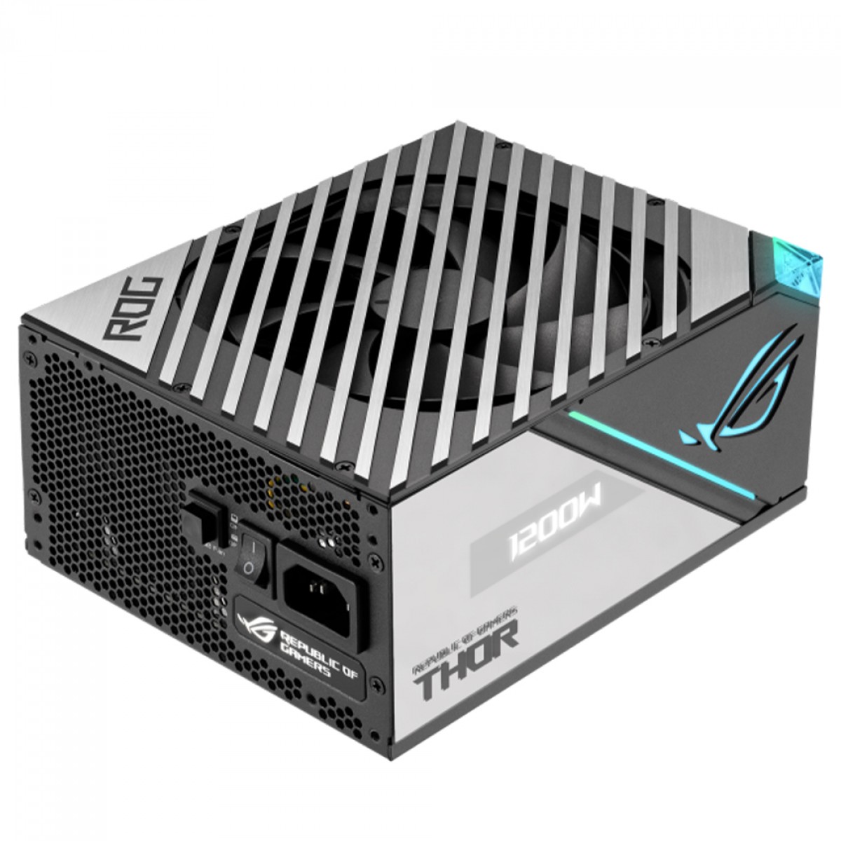Fonte Asus ROG Thor 1200P2 Gaming, 1200W, 80 Plus Platinum, ARGB, Painel OLED, PFC Ativo, Full Modular, Preto E Cinza, 90YE00L0-B0BA00