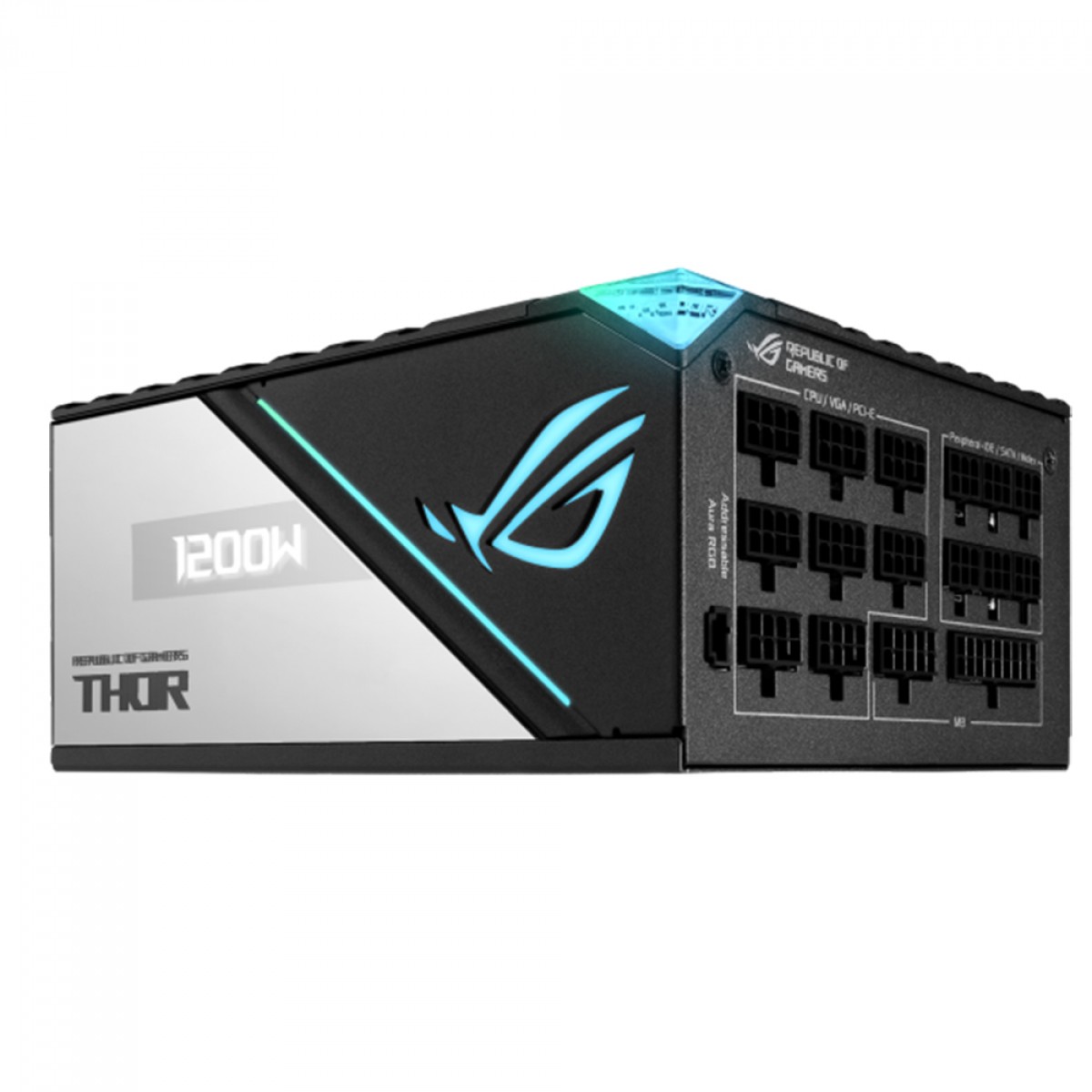 Fonte Asus ROG Thor 1200P2 Gaming, 1200W, 80 Plus Platinum, ARGB, Painel OLED, PFC Ativo, Full Modular, Preto E Cinza, 90YE00L0-B0BA00