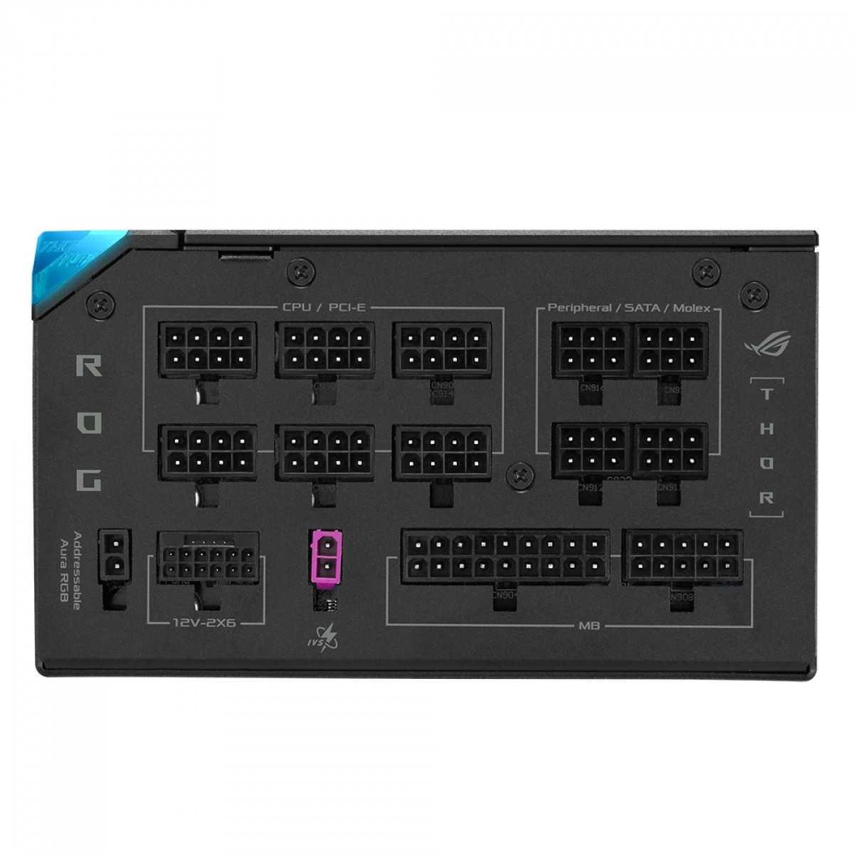 Fonte Asus ROG Thor 1200W Platinum III, 1200W, 80 Plus Platinum, ARGB, Painel OLED, PFC Ativo, Full Modular, 90YE00V2-B0SA00