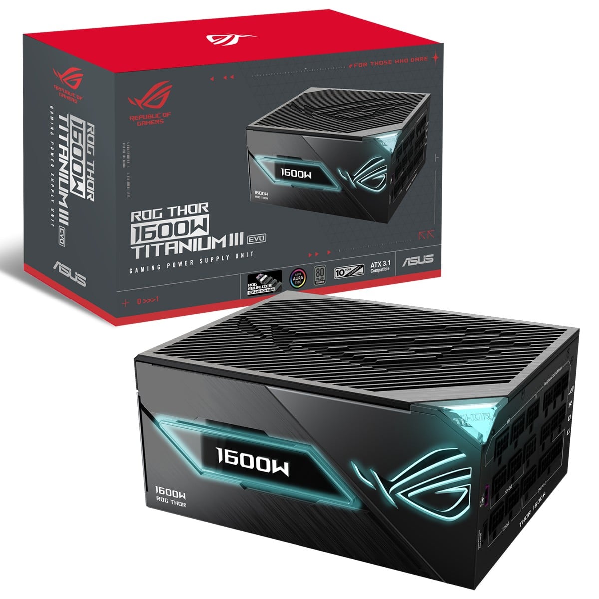 Fonte ASUS ROG Thor 1600W Titanium III EVO, 1600W, 80 Plus Titanium, Full Modular, ATX 3.1, ROG-THOR-1600T3-GAMING-EVO