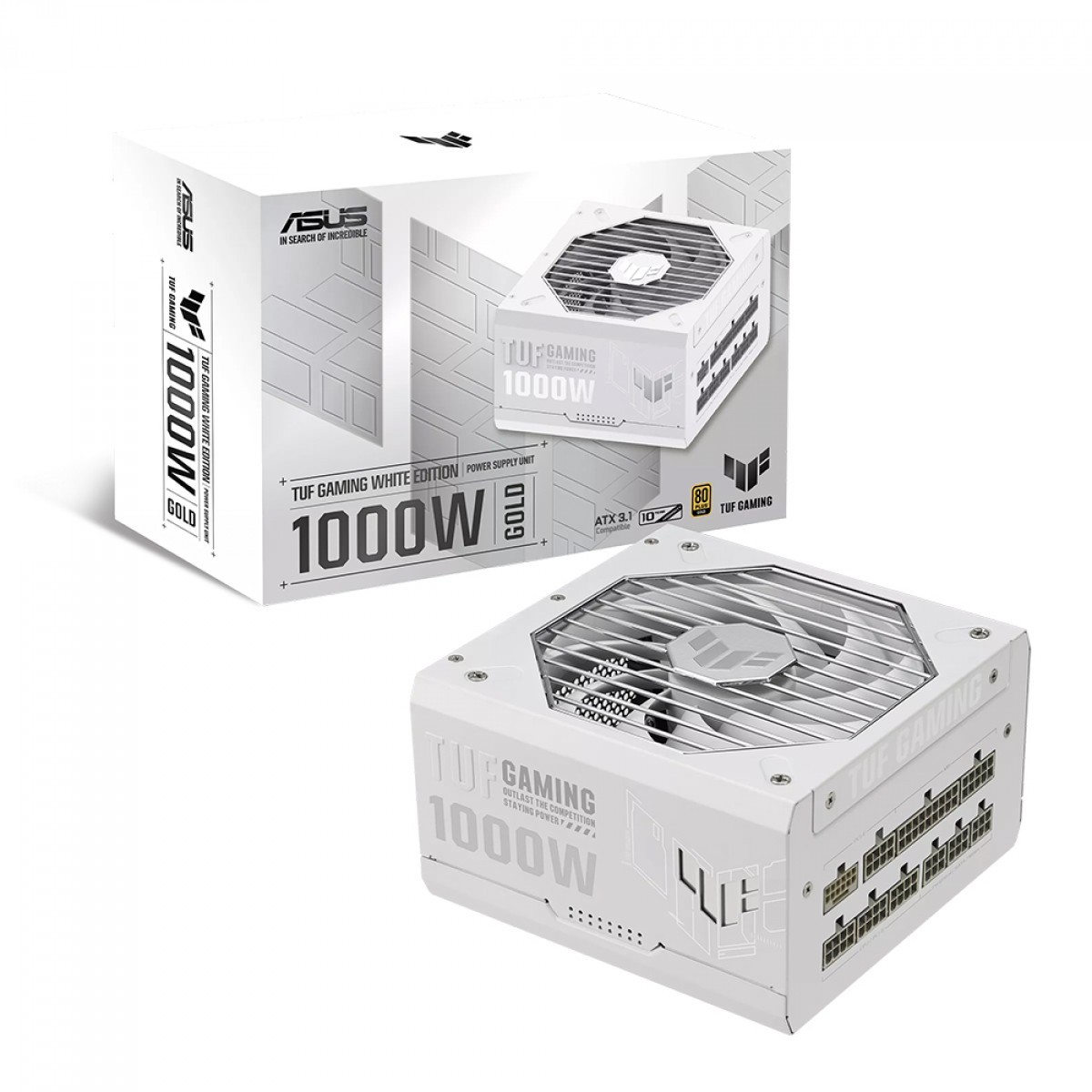 Fonte Asus TUF Gaming 1000G White, 1000W, 80 Plus Gold, PFC Ativo, Full Modular, Branco, 90YE00S5-B0SA00