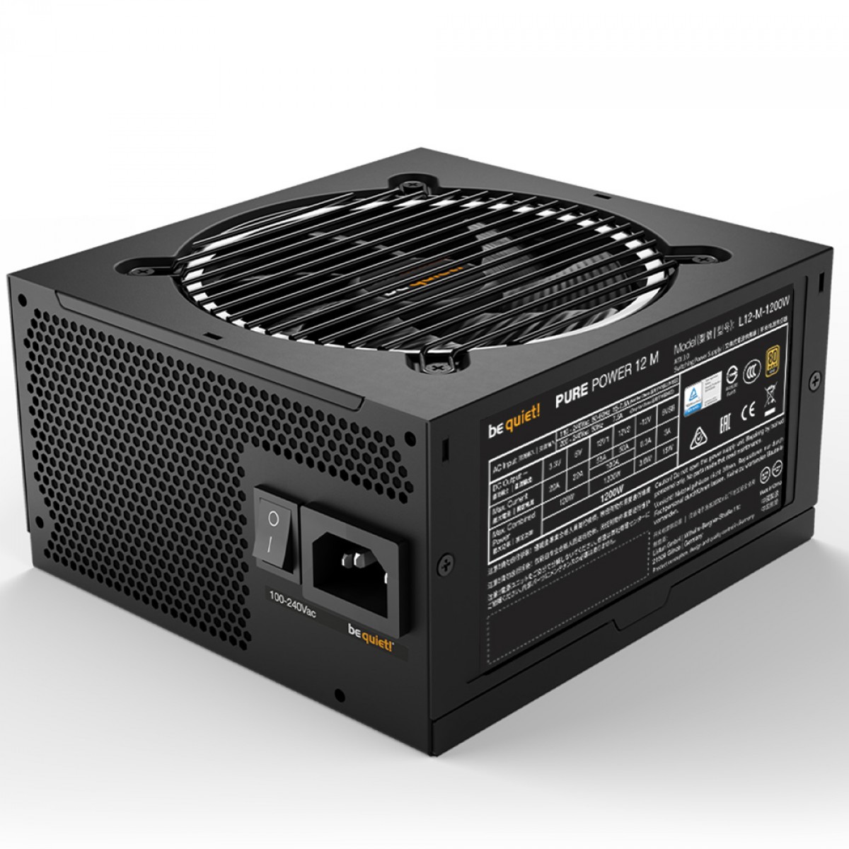Fonte Be Quiet Pure Power 12 M, 1200W, 80 Plus Gold, PFC Ativo, Full Modular, Black, BN524
