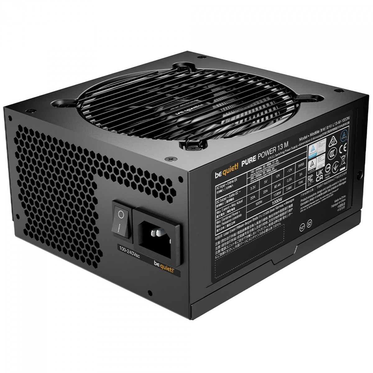 Fonte Be Quiet Pure Power 13 M, 1000W, 80 Plus Gold, PFC Ativo, Full Modular, Preto, BP028US
