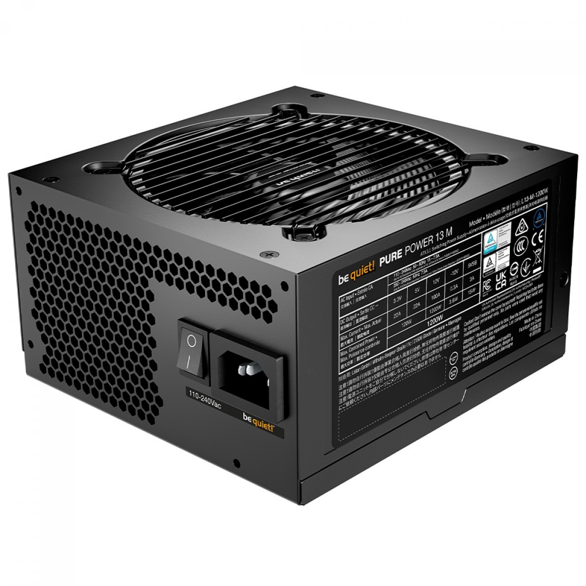 Fonte Be Quiet Pure Power 13 M, 1200W, 80 Plus Gold, PFC Ativo, Full Modular, Preto, BP029US