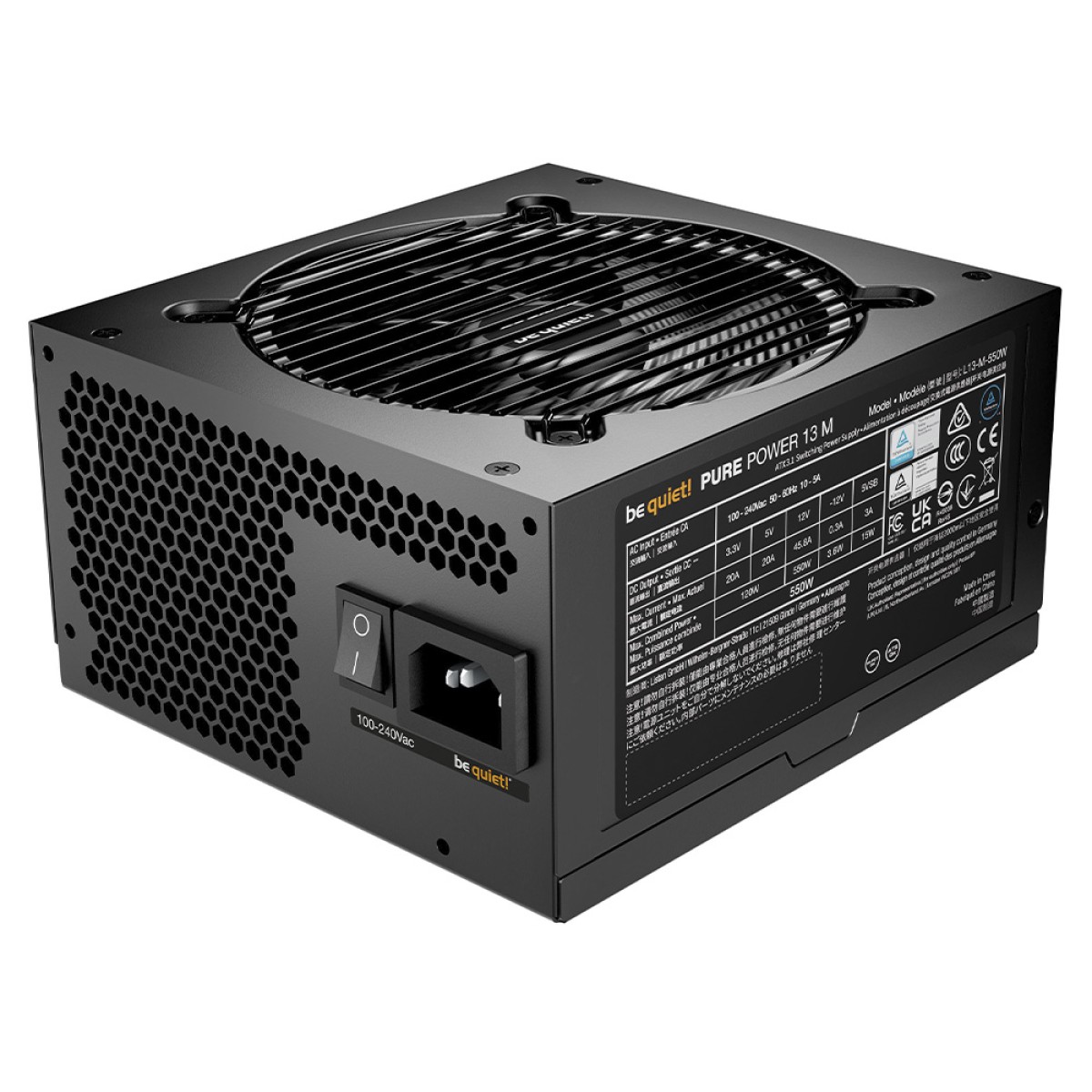 Fonte Be Quiet Pure Power 13 M, 550W, 80 Plus Gold, PFC Ativo, Full Modular, Preto, BP024BR