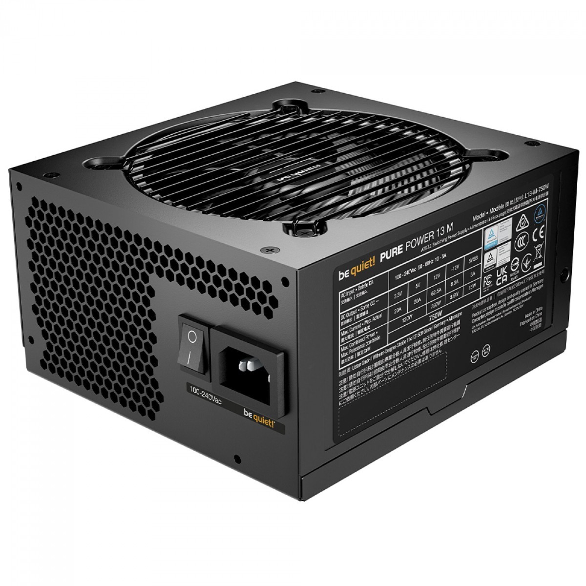 Fonte Be Quiet Pure Power 13 M, 750W, 80 Plus Gold, PFC Ativo, Full Modular, Preto, BP026BR