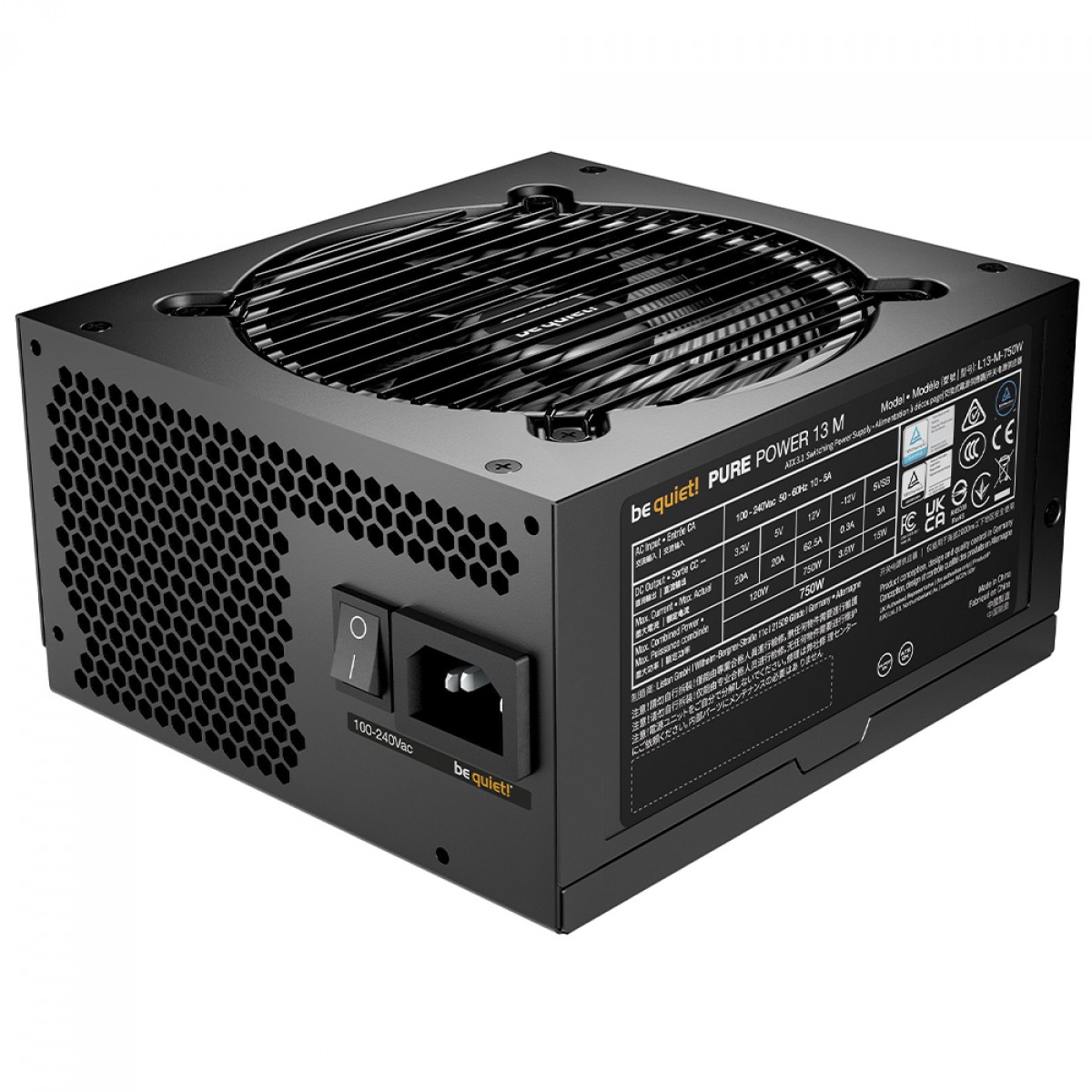Fonte Be Quiet Pure Power 13 M, 750W, 80 Plus Gold, PFC Ativo, Full Modular, Preto, BP026US