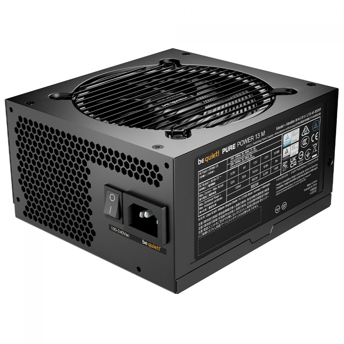 Fonte Be Quiet Pure Power 13 M, 850W, 80 Plus Gold, PFC Ativo, Full Modular, Preto, BP027US
