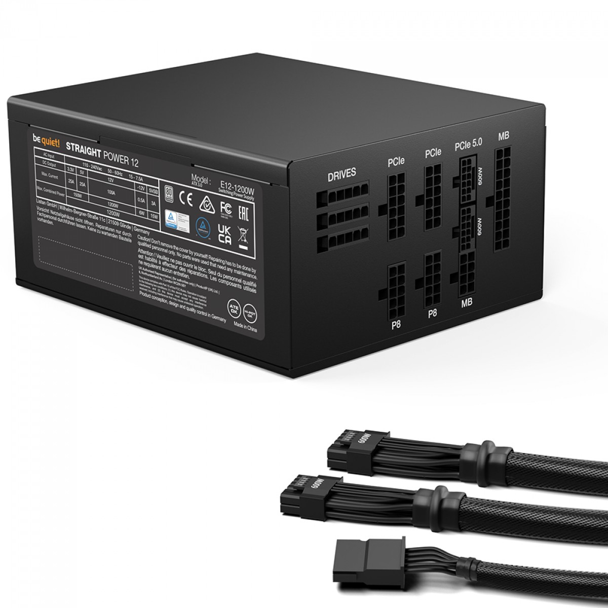 Fonte Be Quiet Straight Power 12, 1200W, 80 Plus Platinum, PFC Ativo, Full Modular, Preto, BN517